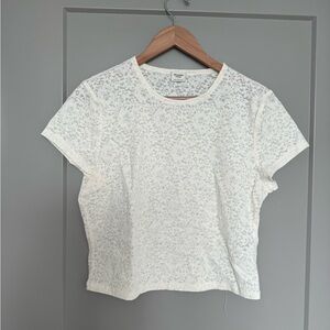 Abercrombie & Fitch white floral lace tee